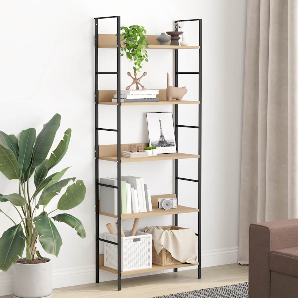 5-Layer Book Shelf Oak 60x27.6x158.5 cm Engineered Wood