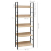 5-Layer Book Shelf Oak 23.6"x10.9"x62.4" Engineered Wood