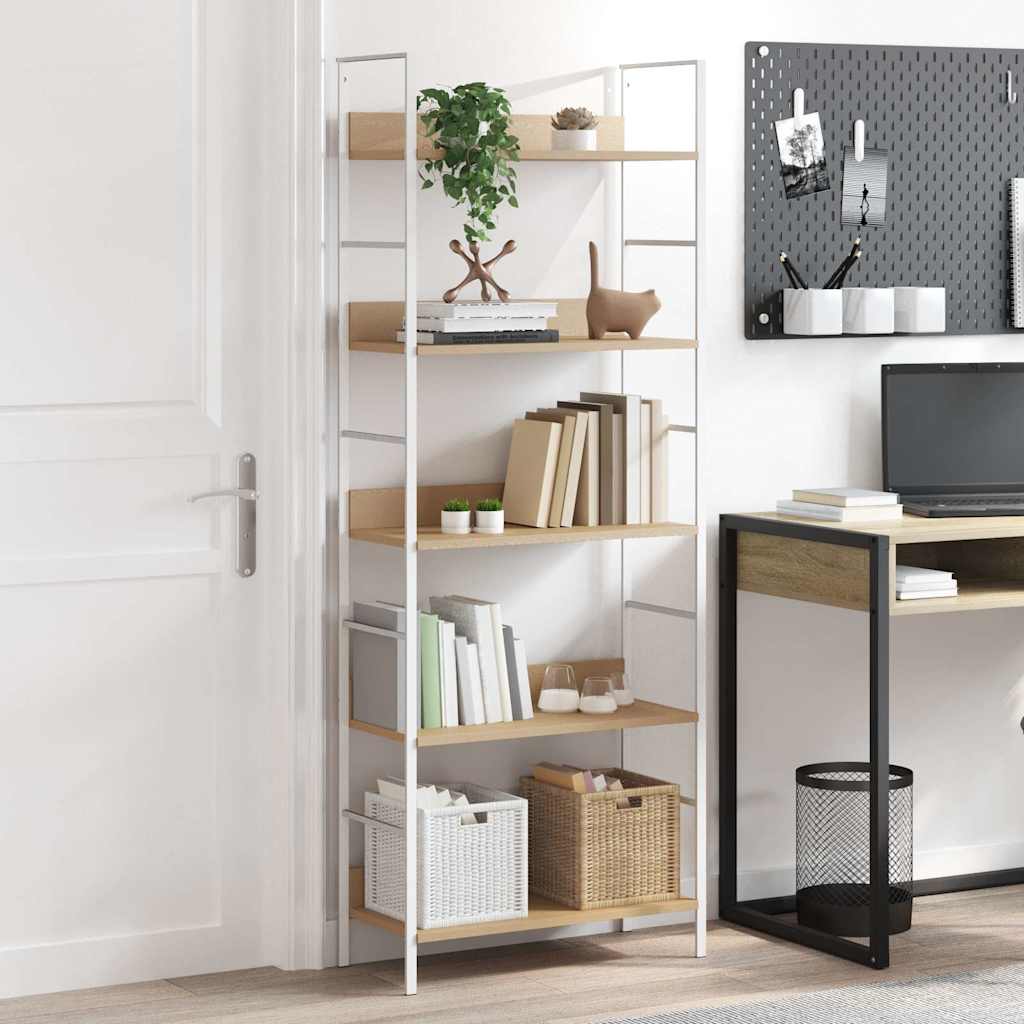 5-Layer Book Shelf Oak 60x27.6x158.5 cm Engineered Wood