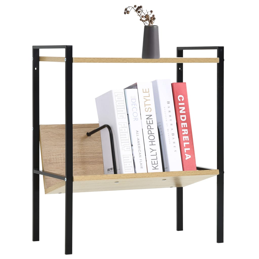Book Shelf | Black and Oak | Engineered wood, Steel | Compact