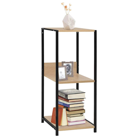 Small Straight Book Shelf Black and Oak 33.5x39.6x79.7 cm