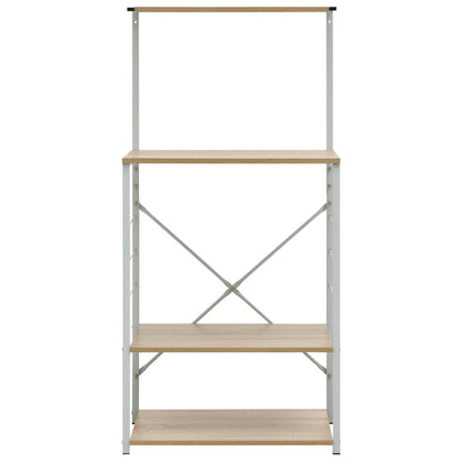 Microwave Cabinet White and Oak 60x39.6x123 cm Engineered Wood