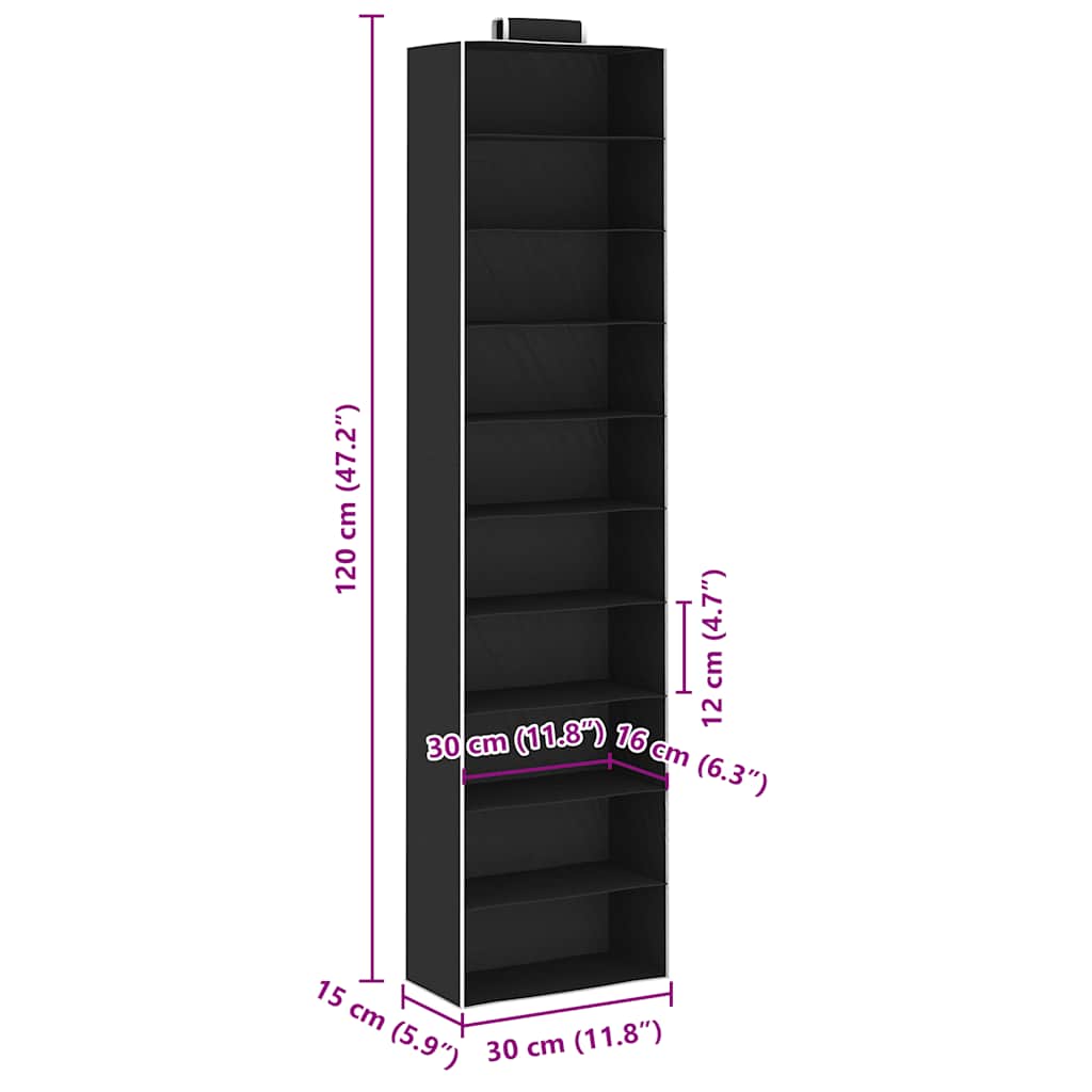 Hanging Closet Organisers 2 pcs with 10 Shelves Fabric