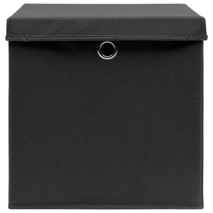 Storage Boxes with Lids 10 pcs Black 32x32x32 cm Fabric
