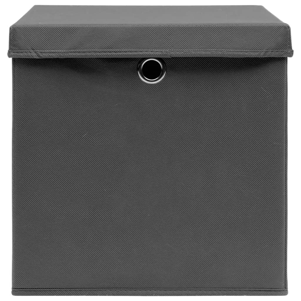 Storage Boxes with Lids 4 pcs Gray 12.6"x12.6"x12.6" Fabric