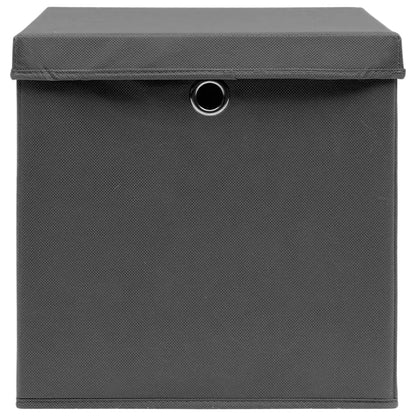 Storage Boxes with Lids 4 pcs Gray 12.6"x12.6"x12.6" Fabric
