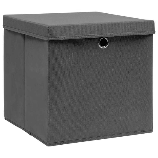 Storage Box | Set of 10 | Grey | Non-woven fabric (100% polyester)