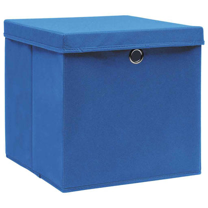 Storage Boxes with Lids 4 pcs Blue 32x32x32 cm Fabric