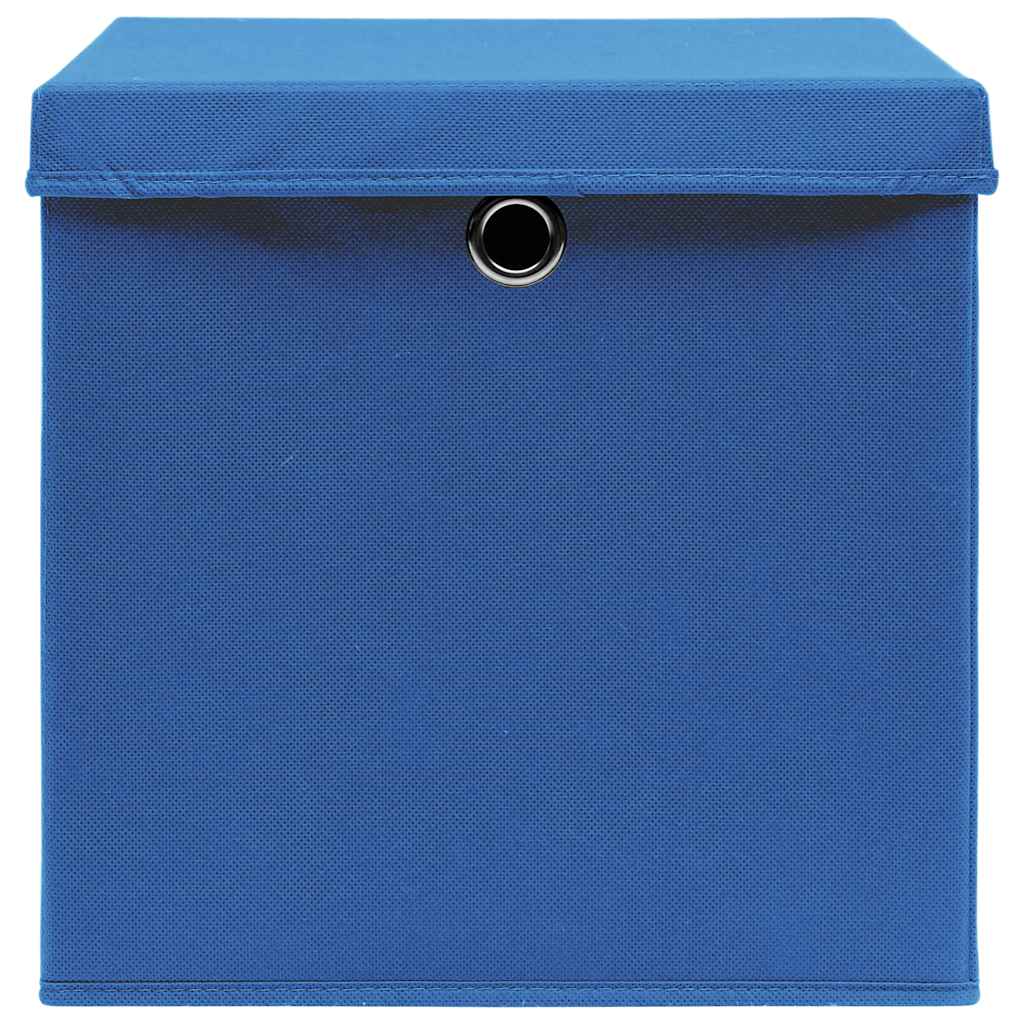 Storage Boxes with Lids 4 pcs Blue 32x32x32 cm Fabric