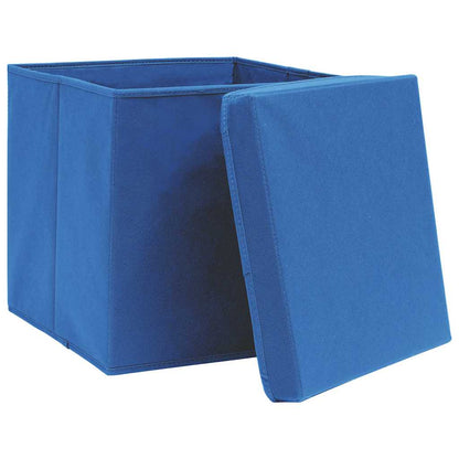 Storage Boxes with Lids 4 pcs Blue 32x32x32 cm Fabric