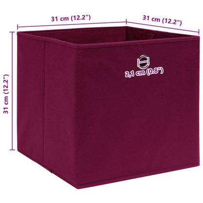 Storage Boxes 10 pcs Dark Red 32x32x32 cm Fabric