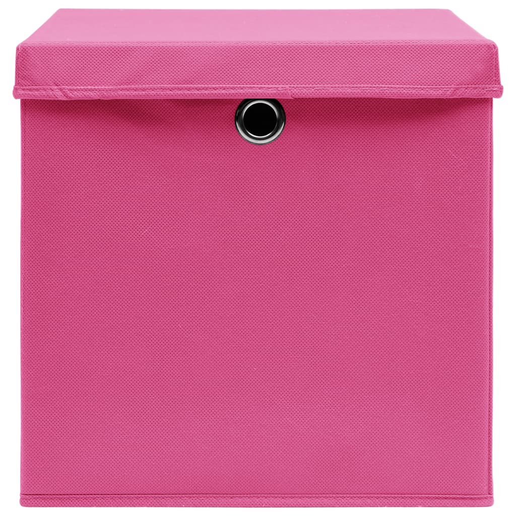 Storage Boxes with Lids 4 pcs Pink 32x32x32 cm Fabric
