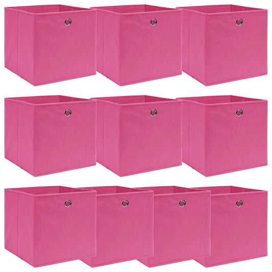 Storage Box | Set of 10 | Pink | Non-woven fabric (100% polyester)