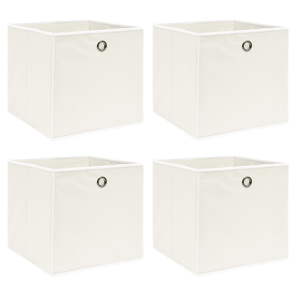 Storage Boxes 4 pcs White 12.6"x12.6"x12.6" Fabric