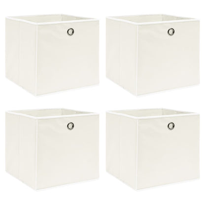 Storage Boxes 4 pcs White 12.6"x12.6"x12.6" Fabric