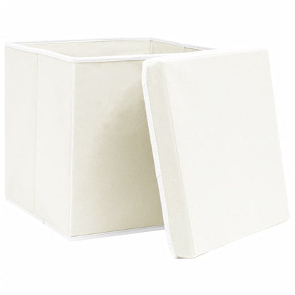 Storage Boxes with Lids 4 pcs White 32x32x32 cm Fabric