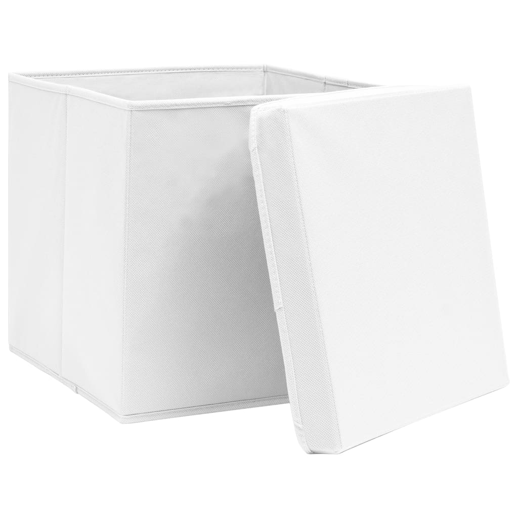 Storage Boxes with Lids 10 pcs White 32x32x32 cm Fabric