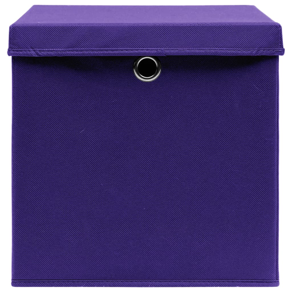 Storage Boxes with Lids 4 pcs Purple 32x32x32 cm Fabric