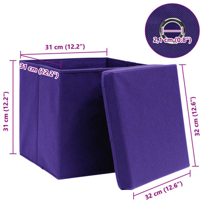 Storage Boxes with Lids 4 pcs Purple 32x32x32 cm Fabric