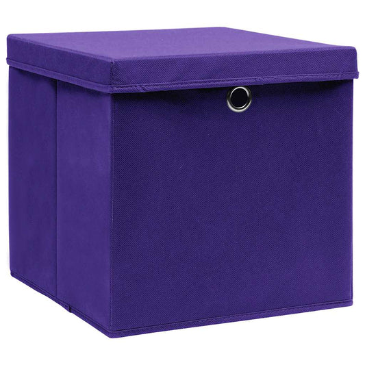 Storage Box |  Set of 10 | Purple | Non-woven fabric (100% polyester)