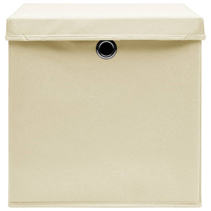 Storage Boxes with Lid 4 pcs Cream 12.6"x12.6"x12.6" Fabric