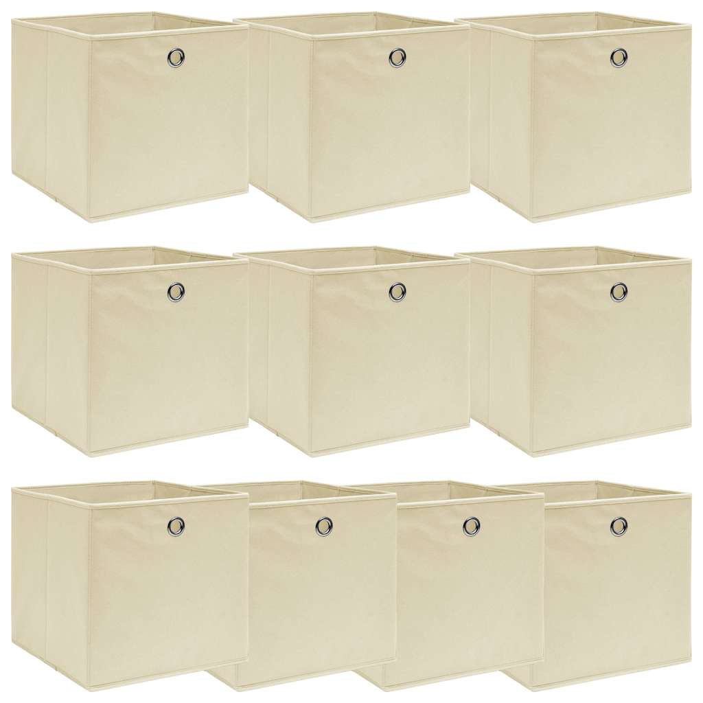 Storage Boxes 10 pcs Cream 32x32x32 cm Fabric