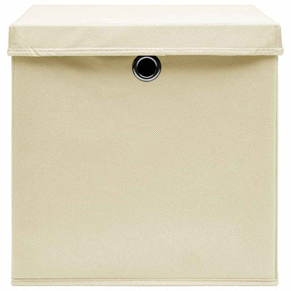 Storage Boxes with Lid 10 pcs Cream 32x32x32 cm Fabric