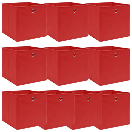 Storage Boxes 10 pcs Red 32x32x32 cm Fabric