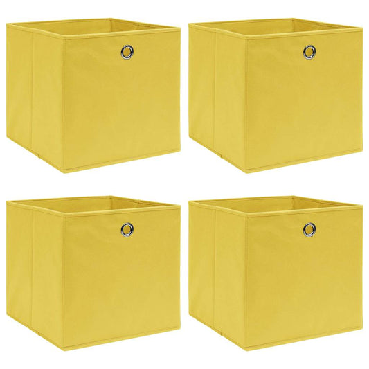 Storage Box | Set of 4 | Yellow | Non-woven fabric (100% polyester)