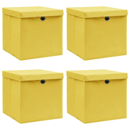 Storage Box | Set of 4 | Yellow | Non-woven fabric (100% polyester)