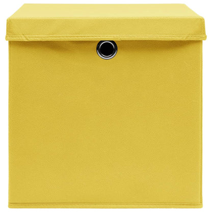 Storage Boxes with Lids 4 pcs Yellow 32x32x32 cm Fabric