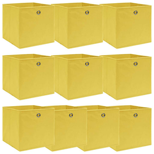 Storage Box | Set of 10 | Yellow | Non-woven fabric (100% polyester)