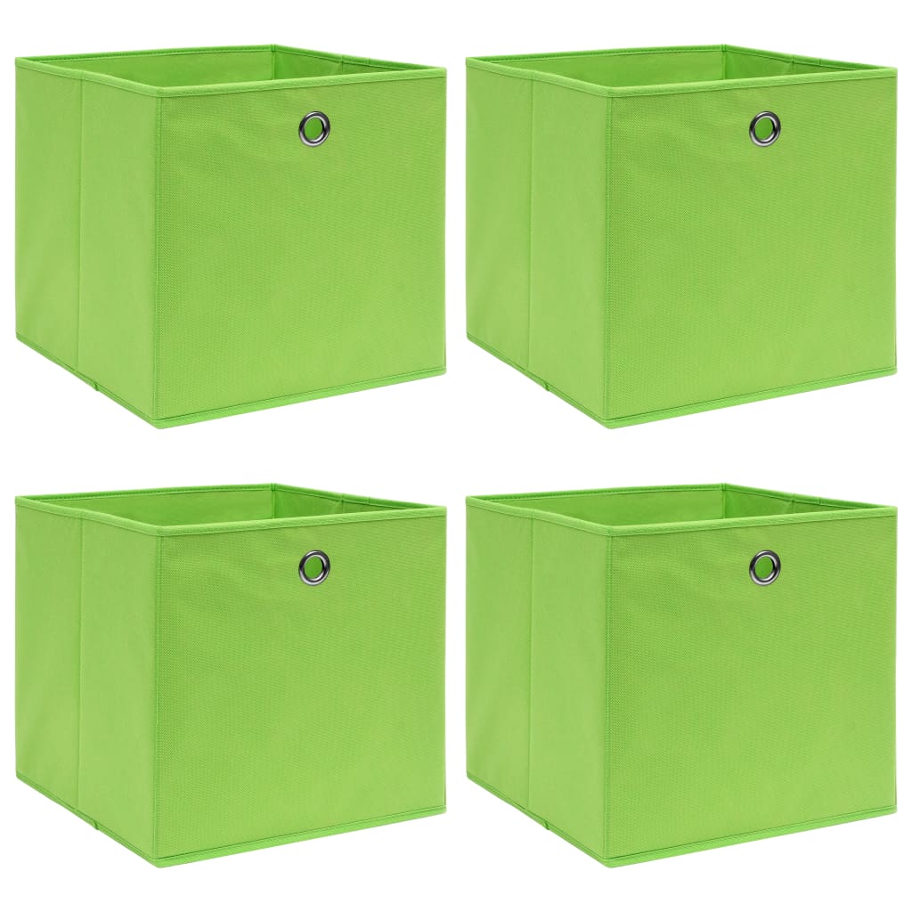 Storage Boxes 4 pcs Green 12.6"x12.6"x12.6" Fabric