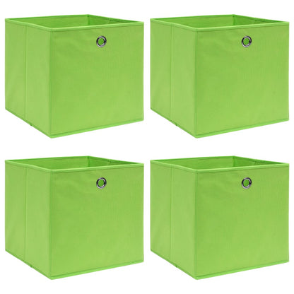 Storage Boxes 4 pcs Green 12.6"x12.6"x12.6" Fabric