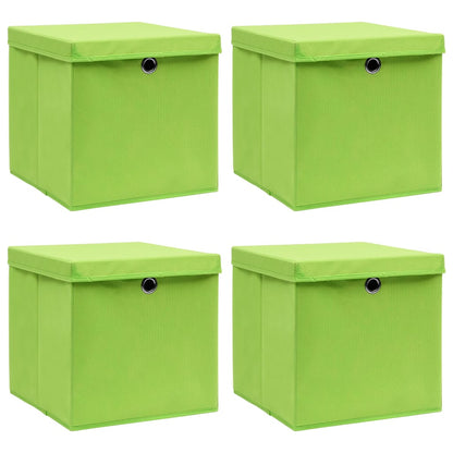 Storage Boxes with Lids 4 pcs Green 32x32x32 cm Fabric