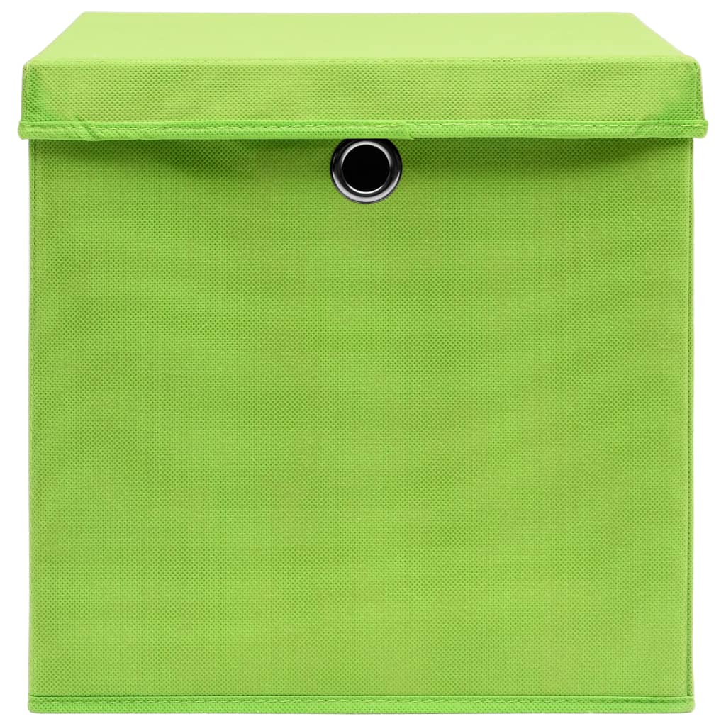 Storage Boxes with Lids 4 pcs Green 32x32x32 cm Fabric