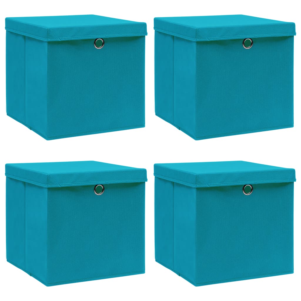 Storage Box | Set of 4 | Baby Blue | Non-Woven Fabric (100% Polyester)