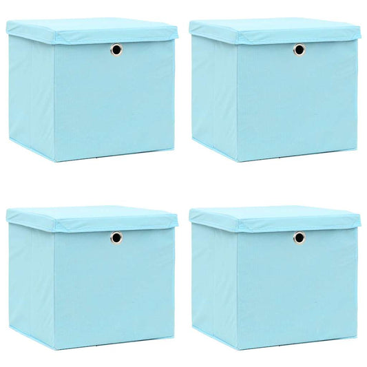 Storage Box | Set of 4 | Baby Blue | Non-Woven Fabric (100% Polyester)