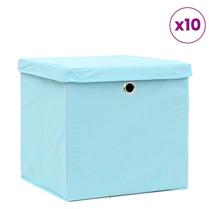 Storage Box | Set of 10 | Baby Blue | Non-woven fabric (100% polyester)