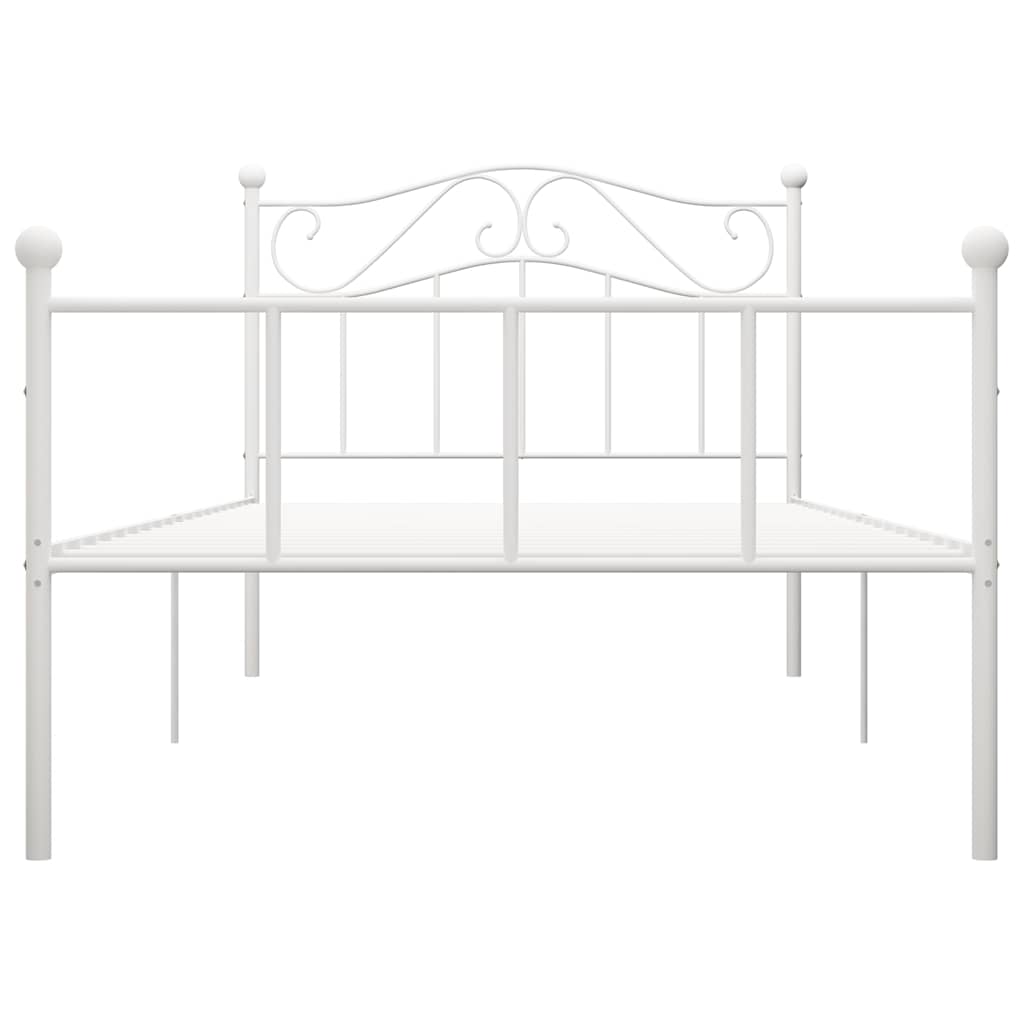 Bed Frame without Mattress White Metal 90x200 cm