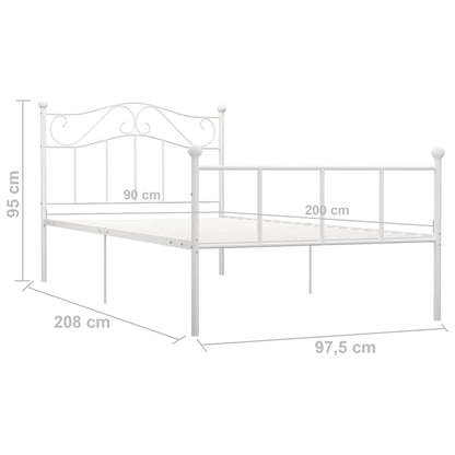 Bed Frame without Mattress White Metal 90x200 cm