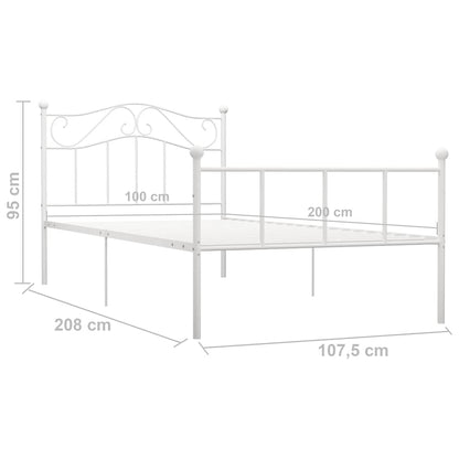 Bed Frame | White | Metal | Single |  Durable  | Bed Frame | Rectangular
