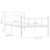 284517 vidaXL Bed Frame without Mattress White Metal 100x200 cm