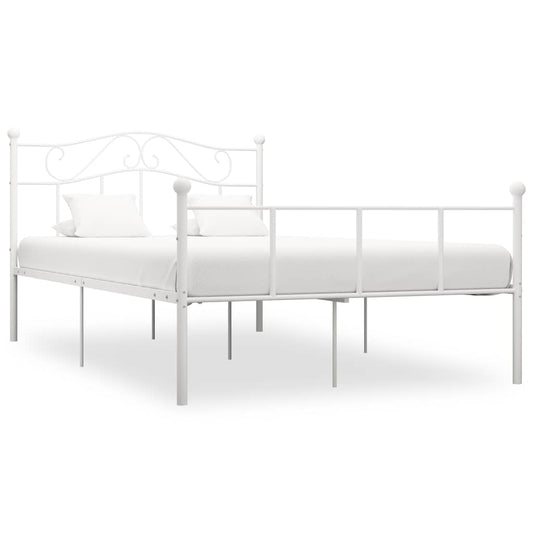 Bed Frame without Mattress White Metal 140x200 cm