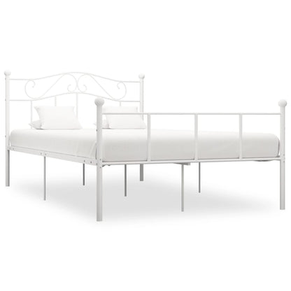 Bed Frame | White | Metal | 160x200 cm | Durable | Rectangular