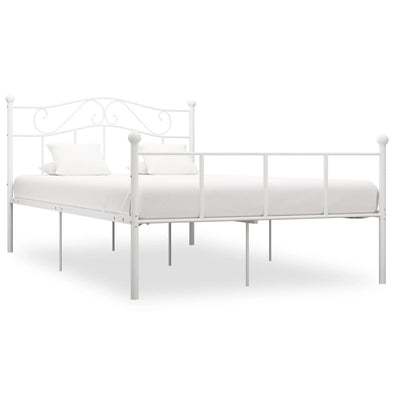 Bed Frame without Mattress with Headboard White 160x200 cm Metal