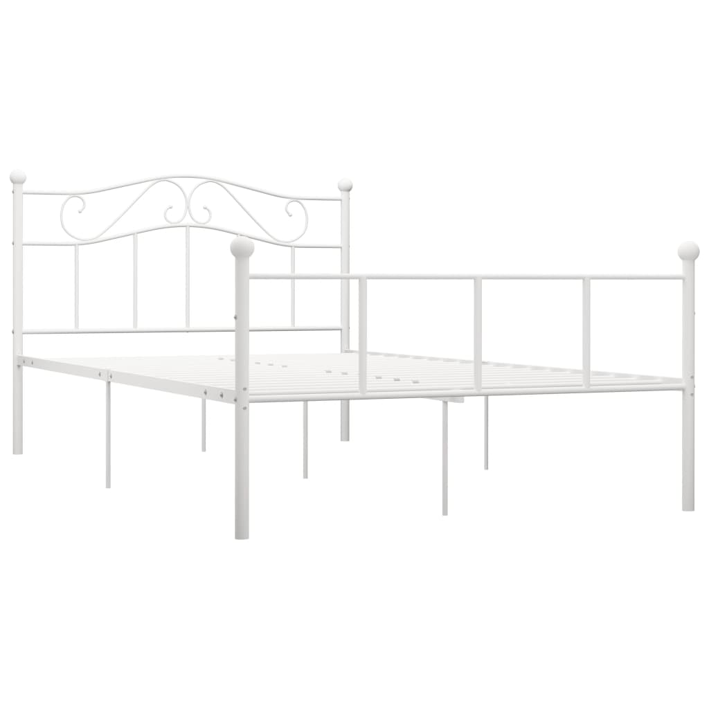 Bed Frame | White | Metal | 160x200 cm | Durable | Rectangular