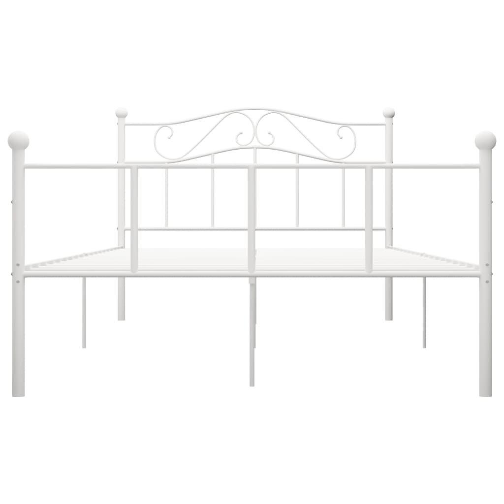 Bed Frame | White | Metal | 160x200 cm | Durable | Rectangular