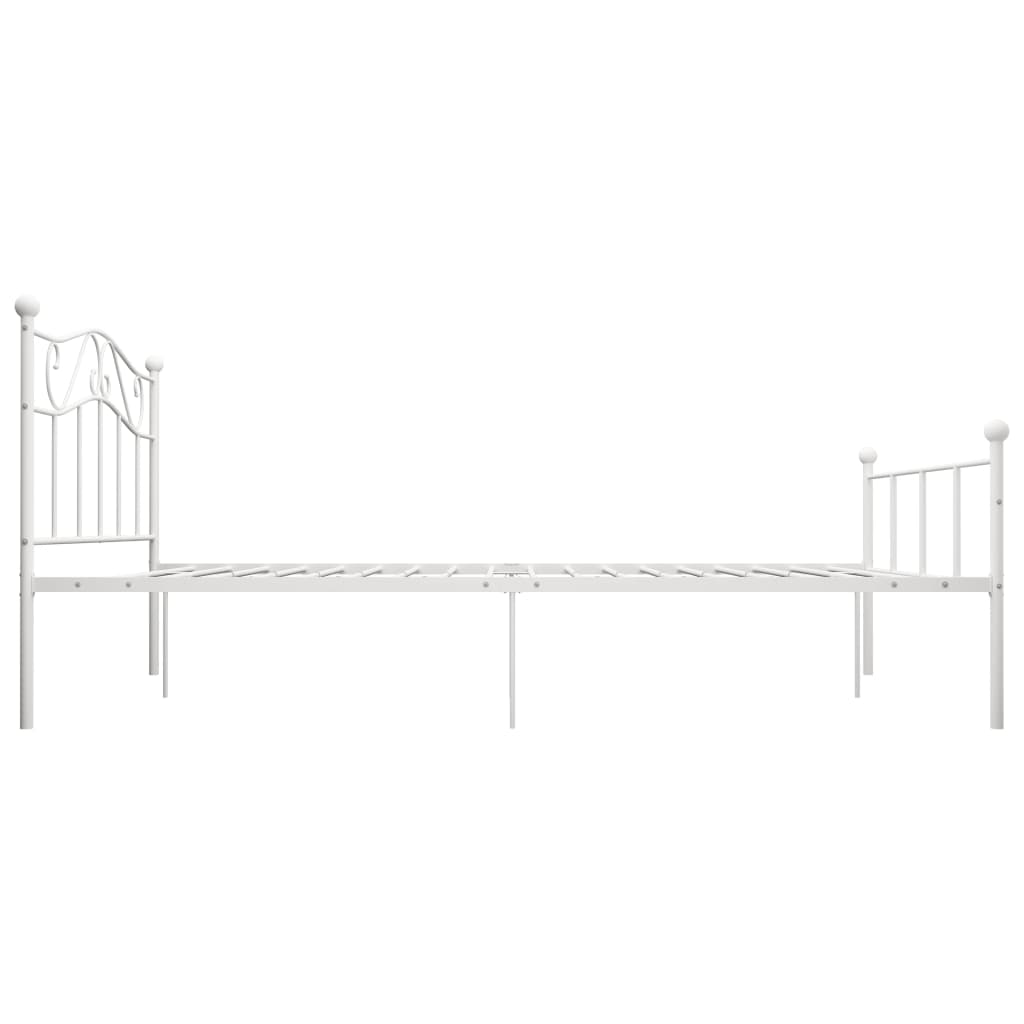 Bed Frame | White | Metal | 160x200 cm | Durable | Rectangular