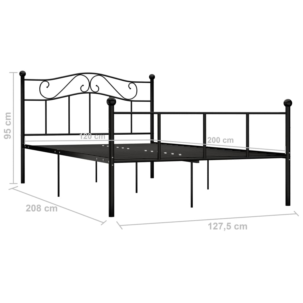 Bed Frame | Black | Metal | 120 x 200 cm | Durable | Bed Frame